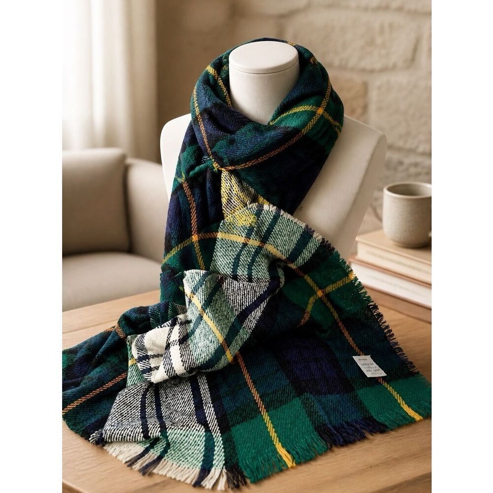 GREEN PLAID ACRYLIC 26”Wx72”L